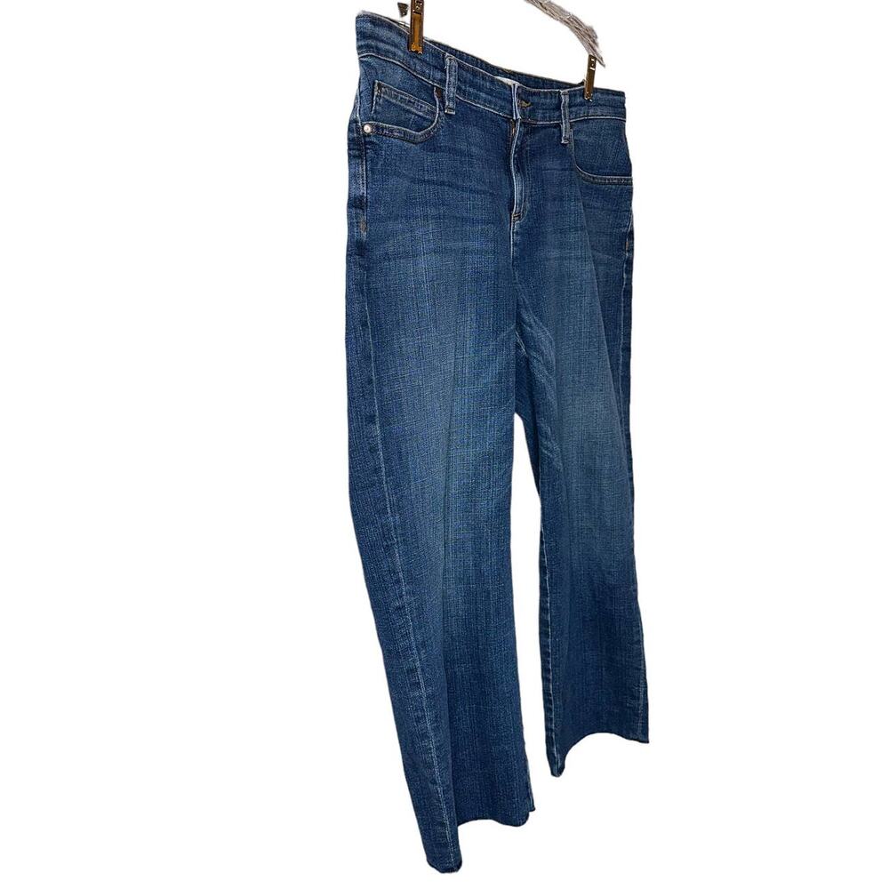 Eileen Fisher Organic Cotton Straight Cropped Cut Raw Hem Denim Jeans Size 8 - Picture 3 of 8